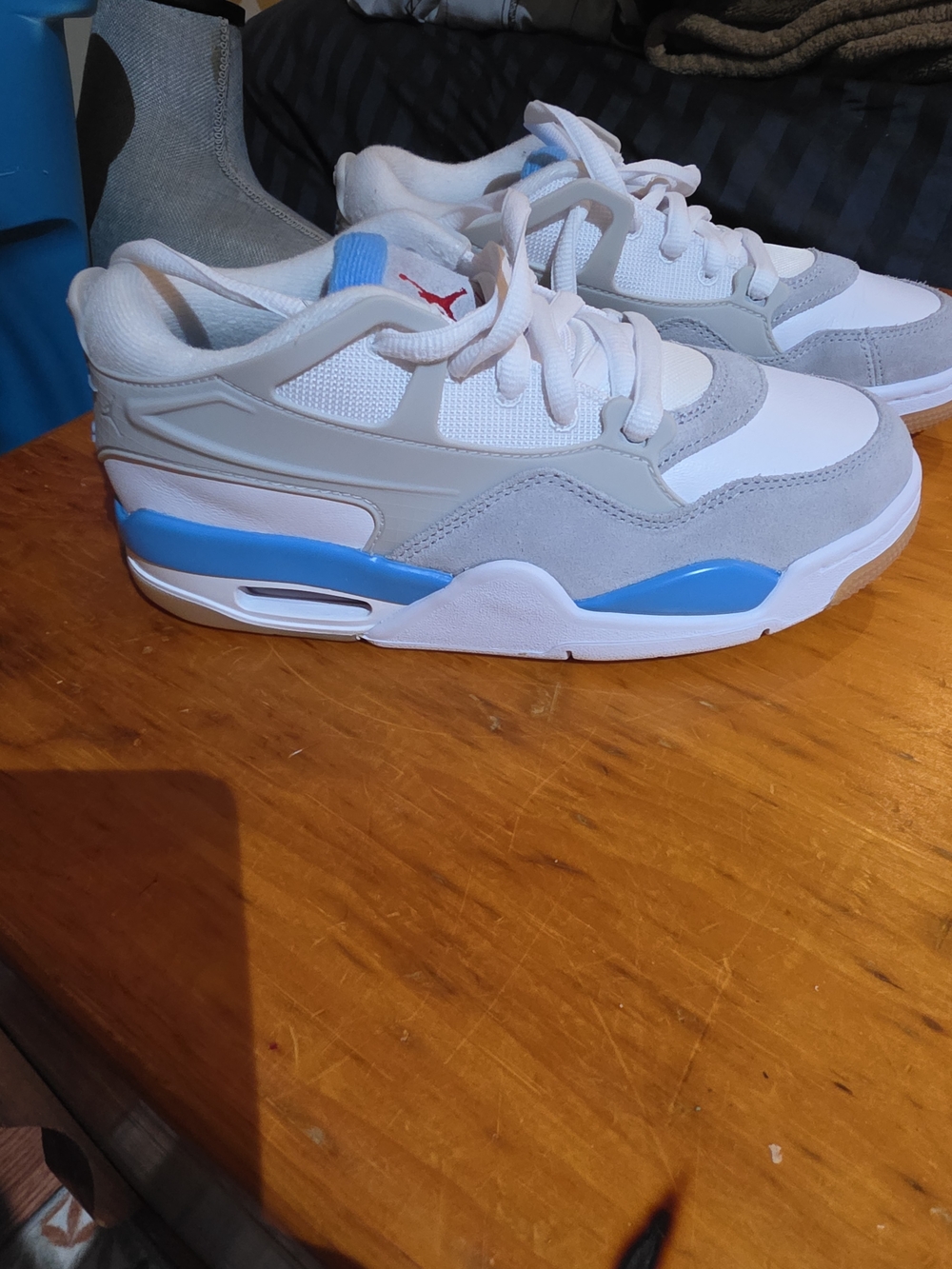 Nike White & Light Gray Sneakers with Blue Accent